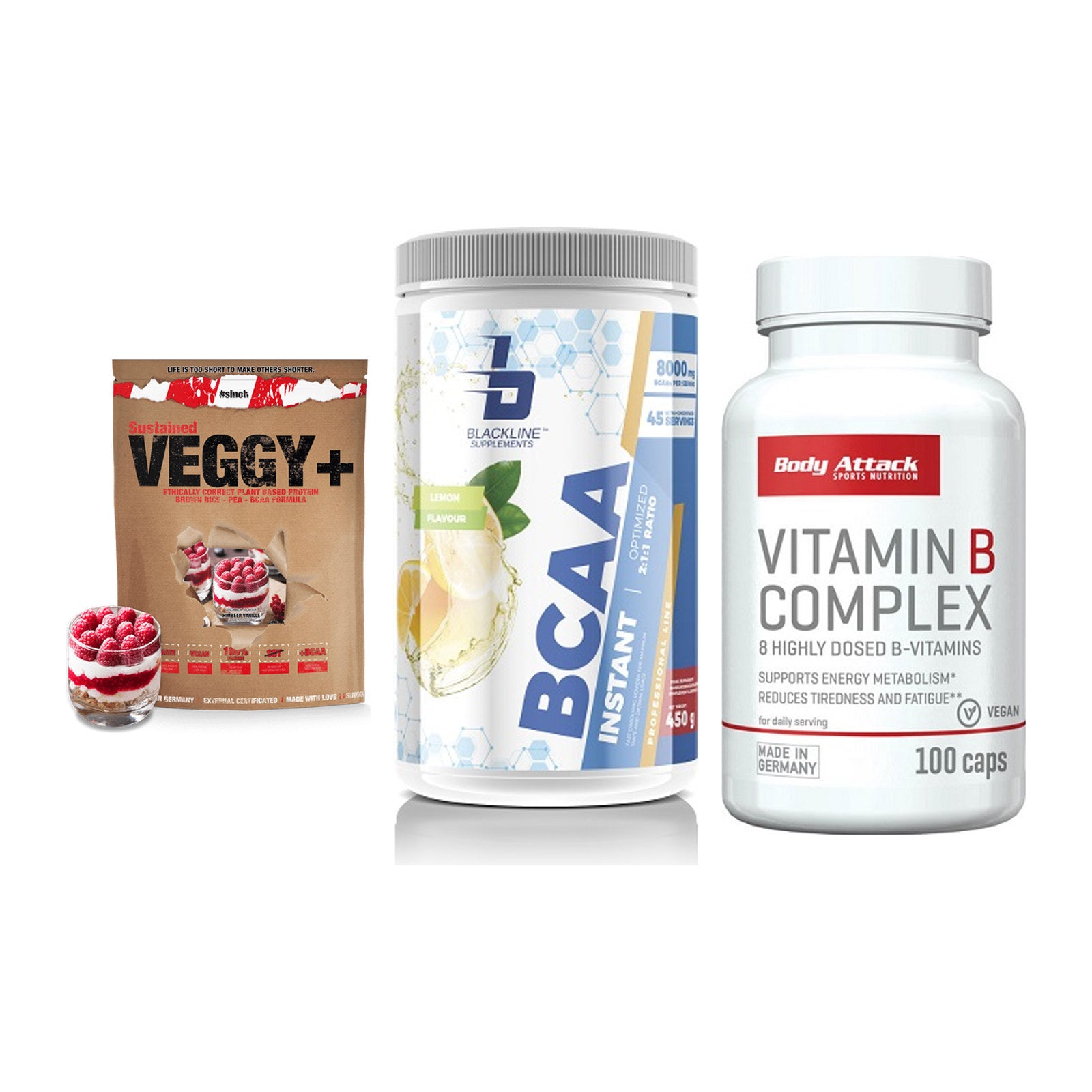 Pflanzliches Set: Sinob VEGGY + Blackline + Body Attack – alle enthaltenen Artikel