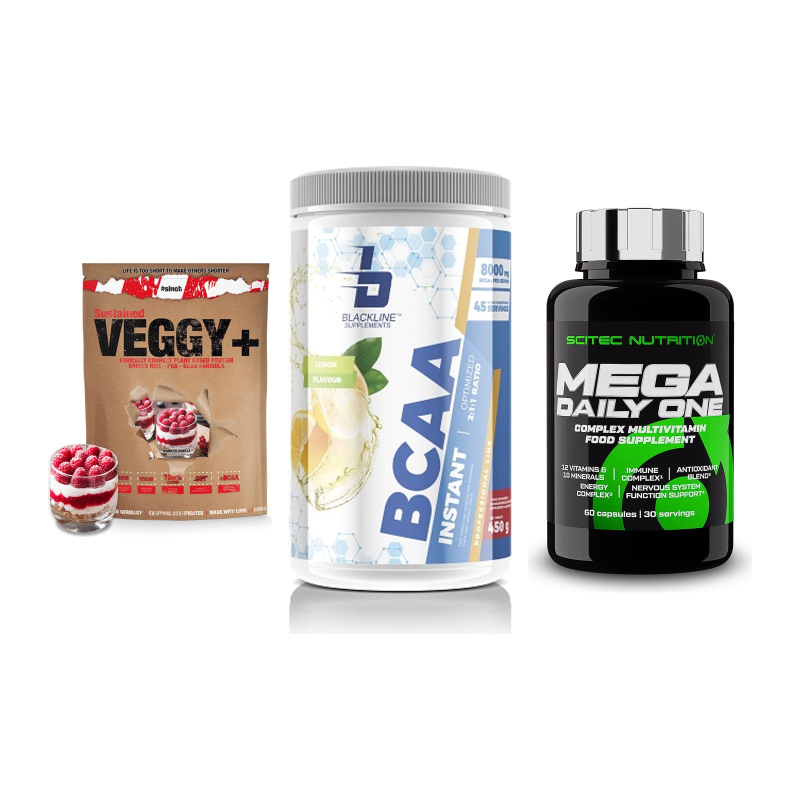 Pflanzliches Set: Sinob VEGGY + Blackline + Scitec Mega – alle enthaltenen Artikel