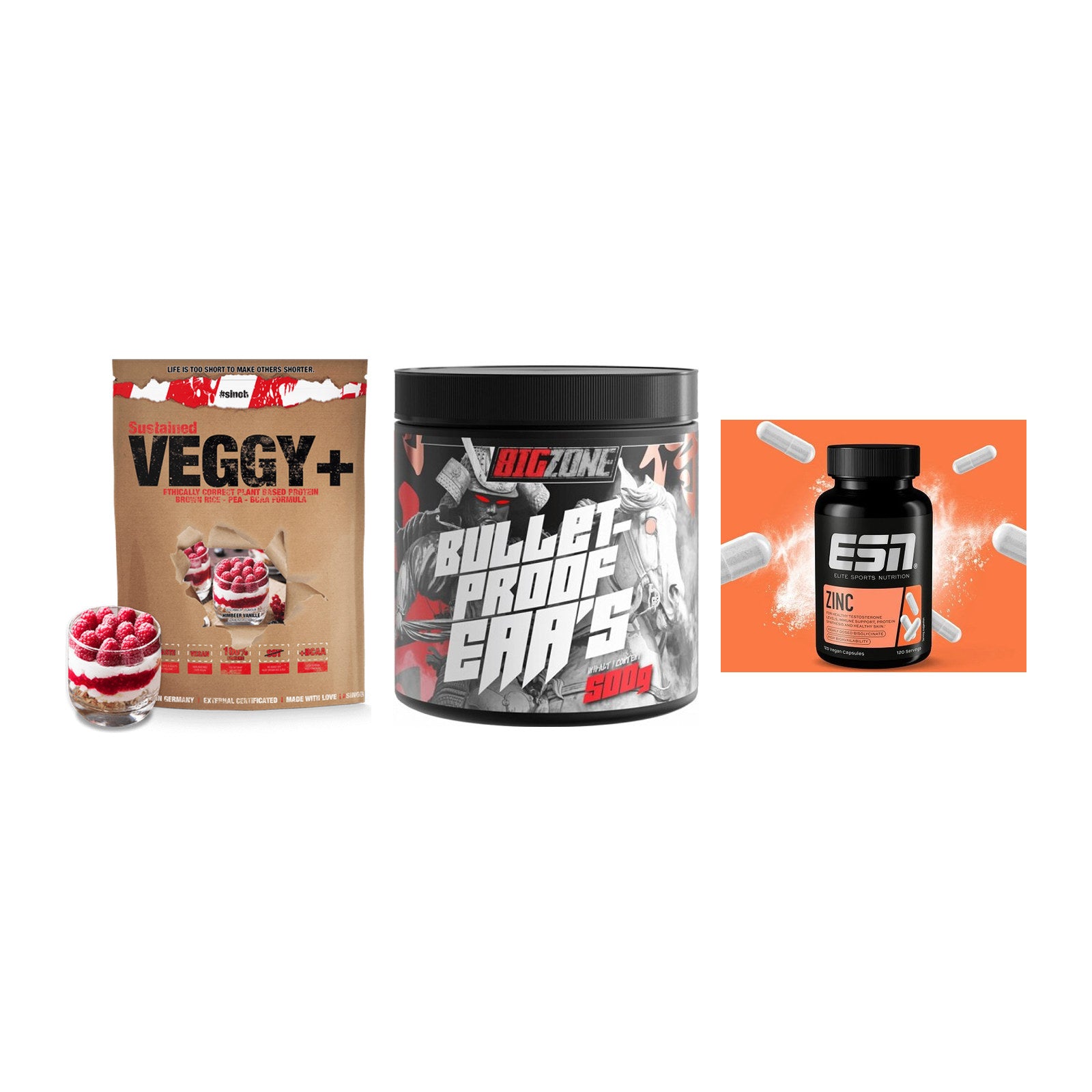 Pflanzliches Set: Sinob VEGGY + Big Zone + ESN Zinc – alle enthaltenen Artikel