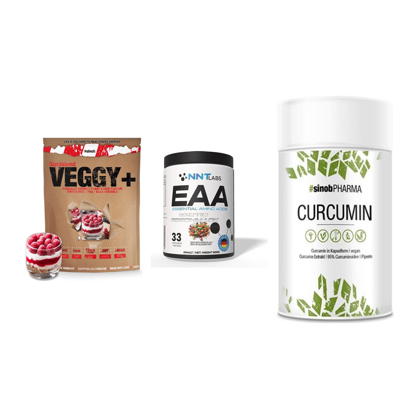 Pflanzliches Set: Sinob VEGGY + NNT EAA + Sinob Curcumin – alle enthaltenen Artikel