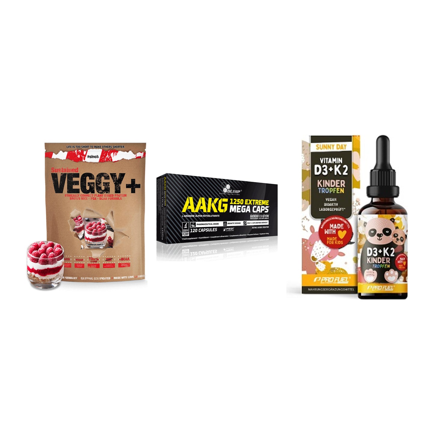 Pflanzliches Set: Sinob VEGGY + Olimp AAKG + ProFuel VITAMIN – alle enthaltenen Artikel
