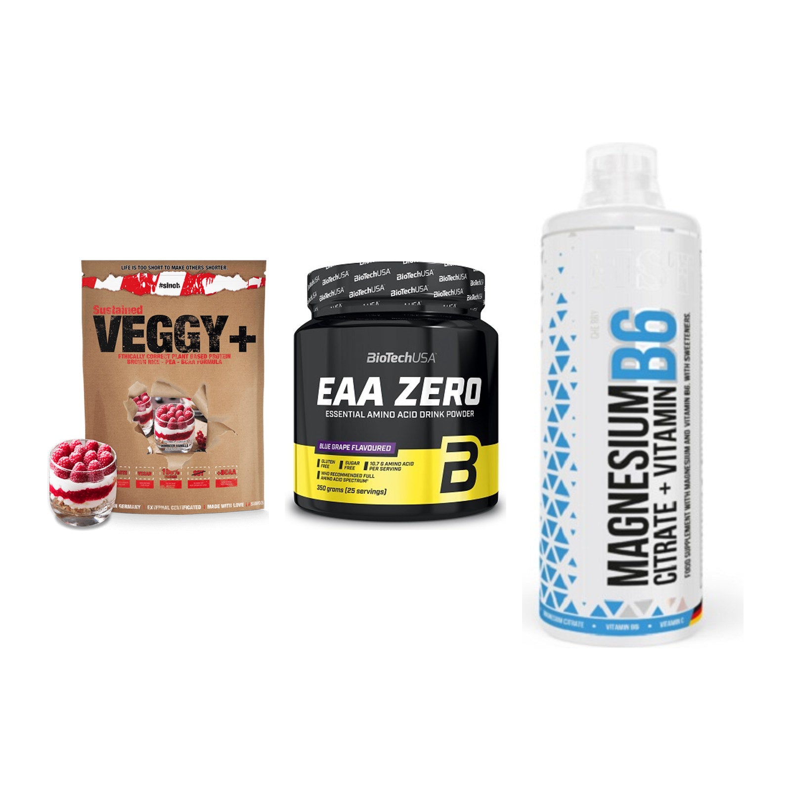 Pflanzliches Set: Sinob VEGGY + BioTech EAA + MST Magnesium – alle enthaltenen Artikel