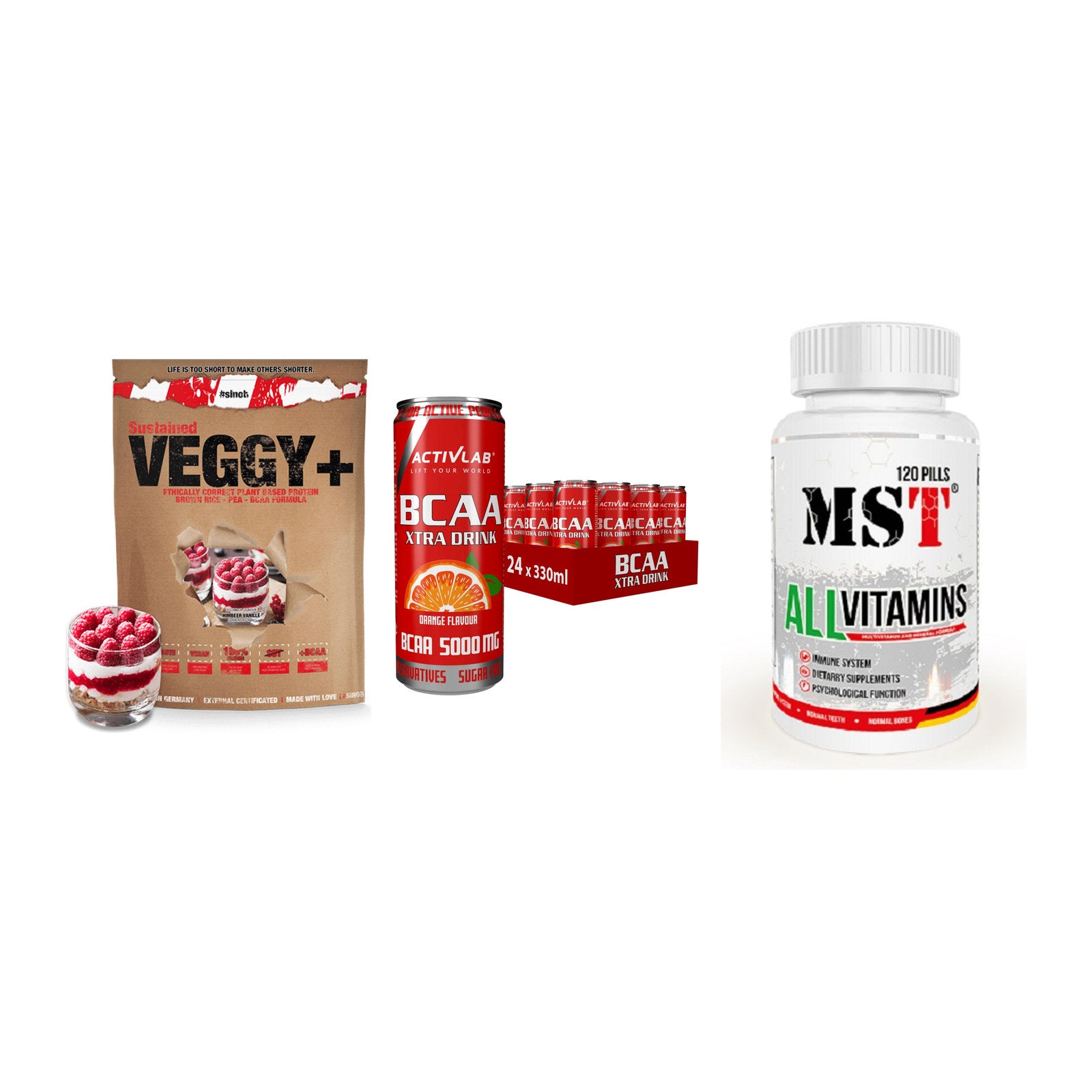 Pflanzliches Set: Sinob VEGGY + Activlab BCAA + MST All Vitamin – alle enthaltenen Artikel
