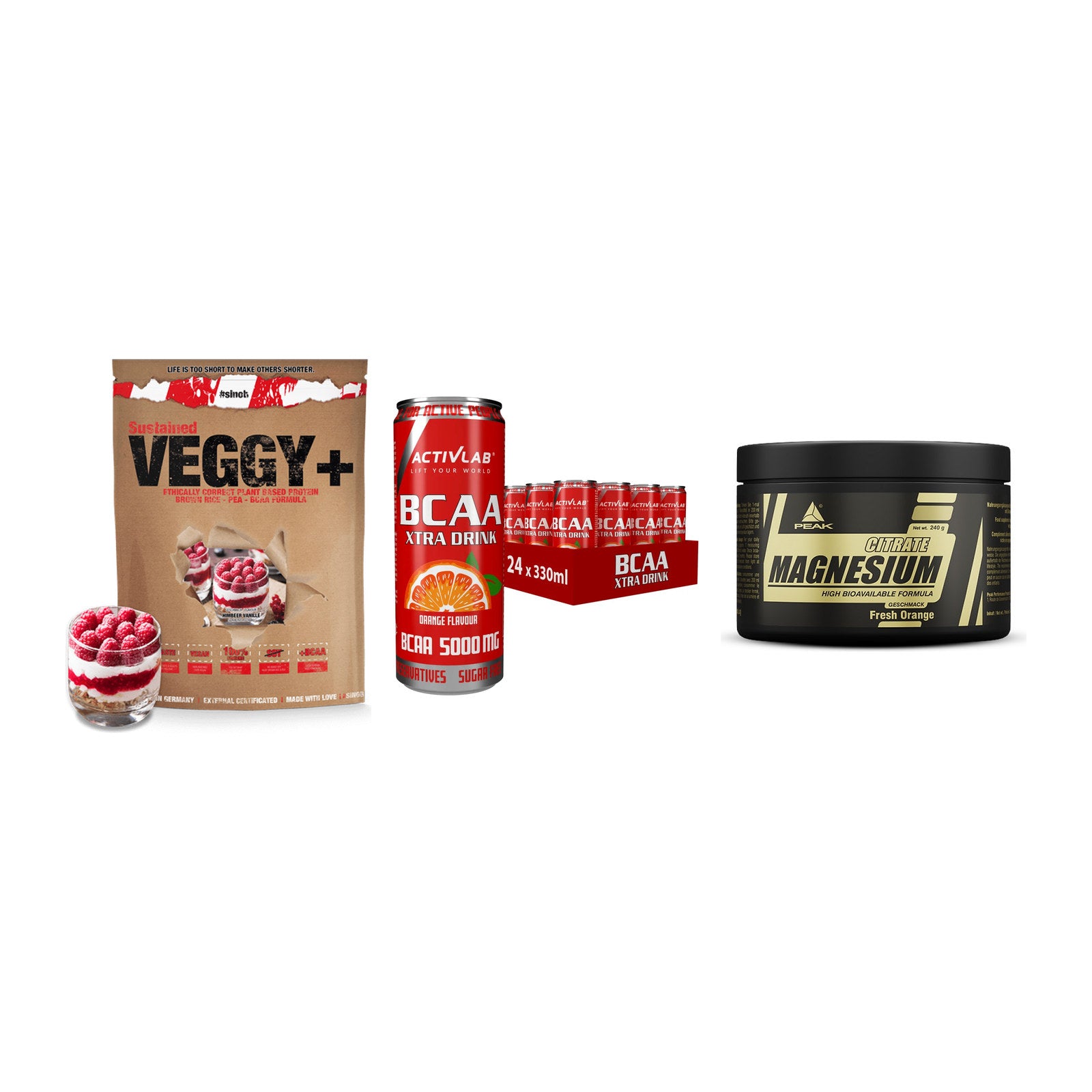 Pflanzliches Set: Sinob VEGGY + Activlab BCAA + Peak Magnesium – alle enthaltenen Artikel