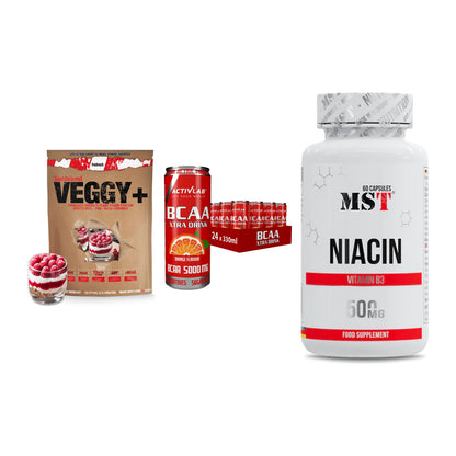 Pflanzliches Set: Sinob VEGGY + Activlab BCAA + MST Niacin – alle enthaltenen Artikel