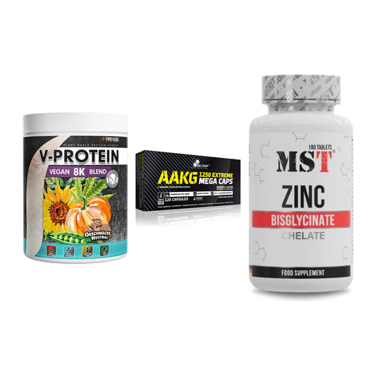 Pflanzliches Set: ProFuel V-Prote + Olimp AAKG + MST Zinc – alle enthaltenen Artikel