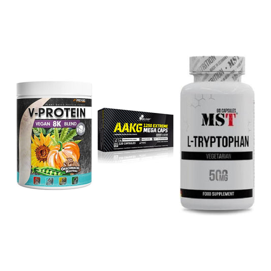 Pflanzliches Set: ProFuel V-Prote + Olimp AAKG + MST Tryptophan – alle enthaltenen Artikel