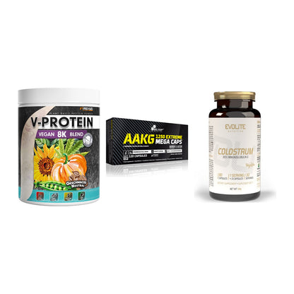 Pflanzliches Set: ProFuel V-Prote + Olimp AAKG + Evolite Nutriti – alle enthaltenen Artikel