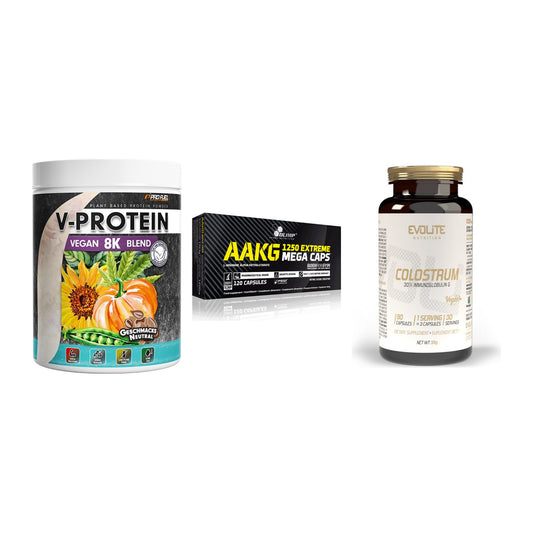 Pflanzliches Set: ProFuel V-Prote + Olimp AAKG + Evolite Nutriti – alle enthaltenen Artikel