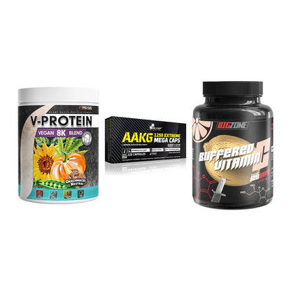 Pflanzliches Set: ProFuel V-Prote + Olimp AAKG + Big Zone – alle enthaltenen Artikel