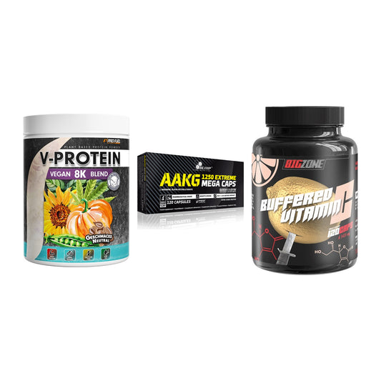 Pflanzliches Set: ProFuel V-Prote + Olimp AAKG + Big Zone – alle enthaltenen Artikel
