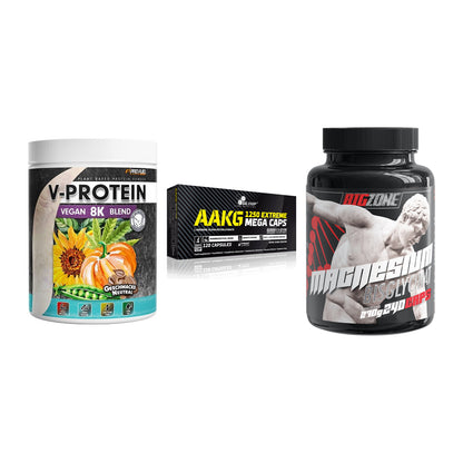 Pflanzliches Set: ProFuel V-Prote + Olimp AAKG + Big Zone – alle enthaltenen Artikel