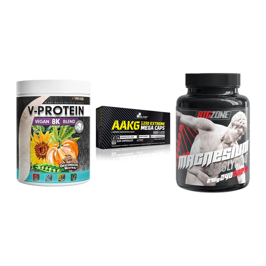 Pflanzliches Set: ProFuel V-Prote + Olimp AAKG + Big Zone – alle enthaltenen Artikel