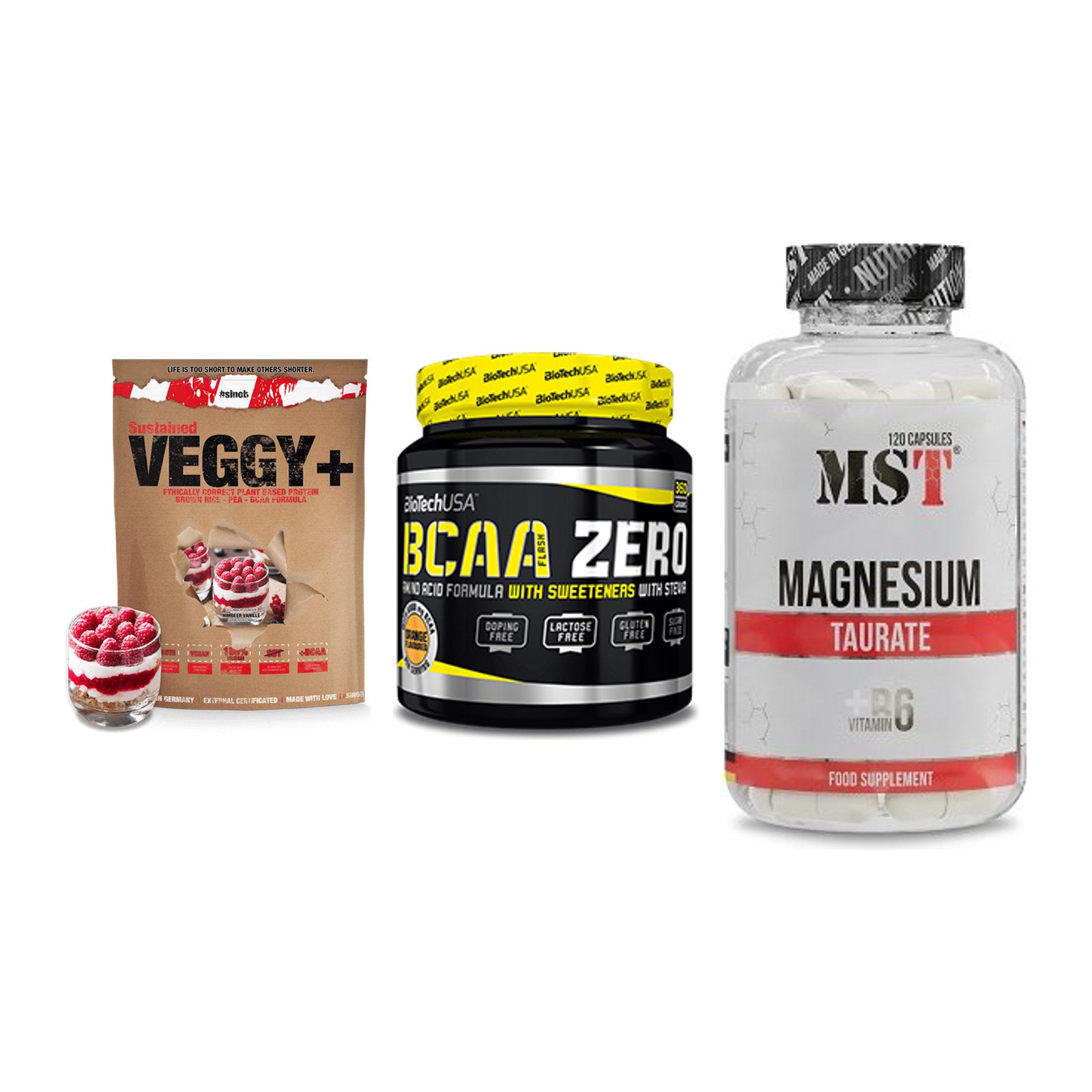 Pflanzliches Set: Sinob VEGGY + BioTech BCAA + MST Magnesium – alle enthaltenen Artikel