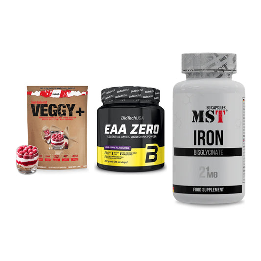 Pflanzliches Set: Sinob VEGGY + BioTech EAA + MST Iron – alle enthaltenen Artikel