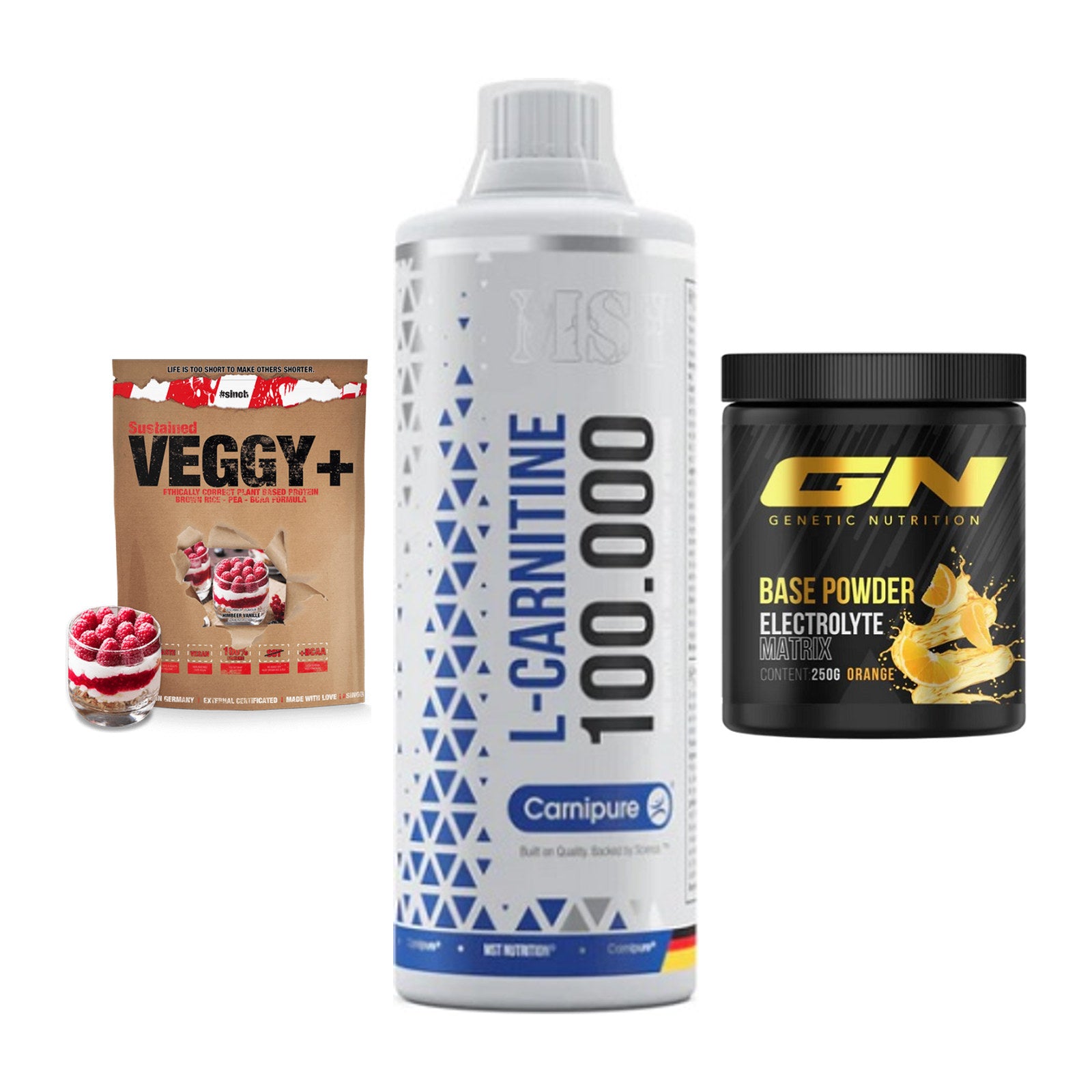 Pflanzliches Set: Sinob VEGGY + MST L-Carnitine + GN Base Powder – alle enthaltenen Artikel
