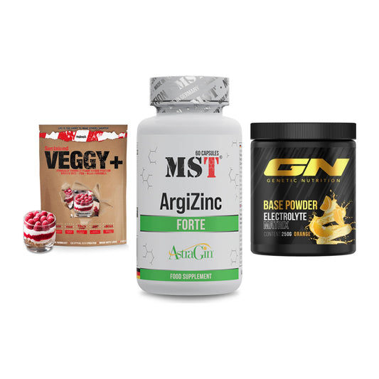 Pflanzliches Set: Sinob VEGGY + MST ArgiZinc + GN Base Powder – alle enthaltenen Artikel