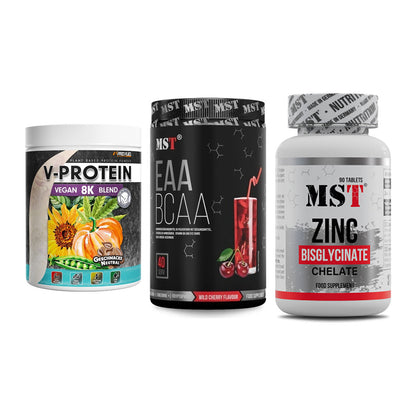 Pflanzliches Set: ProFuel V-Prote + MST EAA & BCAA + MST Zinc – alle enthaltenen Artikel