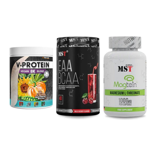Pflanzliches Set: ProFuel V-Prote + MST EAA & BCAA + MST Magnesium – alle enthaltenen Artikel