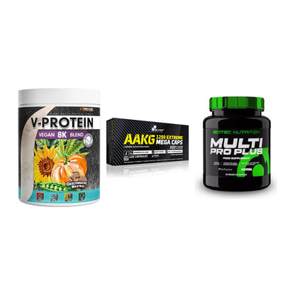 Pflanzliches Set: ProFuel V-Prote + Olimp AAKG + Scitec Multi – alle enthaltenen Artikel