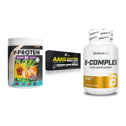 Pflanzliches Set: ProFuel V-Prote + Olimp AAKG + BioTech B – alle enthaltenen Artikel
