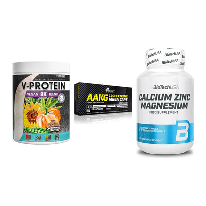 Pflanzliches Set: ProFuel V-Prote + Olimp AAKG + BioTech Calcium – alle enthaltenen Artikel