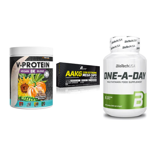 Vegetable set: ProFuel V-Prote + Olimp AAKG + BioTech One A - all items included