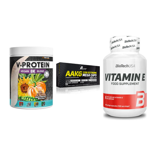 Pflanzliches Set: ProFuel V-Prote + Olimp AAKG + BioTech Vitamin – alle enthaltenen Artikel