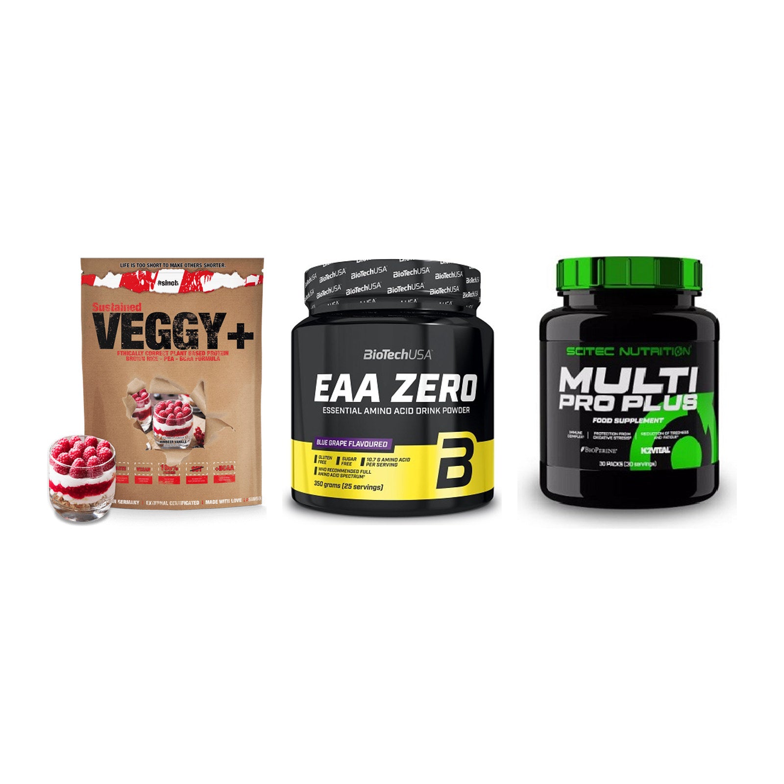 Pflanzliches Set: Sinob VEGGY + BioTech EAA + Scitec Multi – alle enthaltenen Artikel