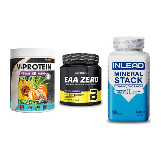 Pflanzliches Set: ProFuel V-Prote + BioTech EAA + INLEAD Mineral – alle enthaltenen Artikel