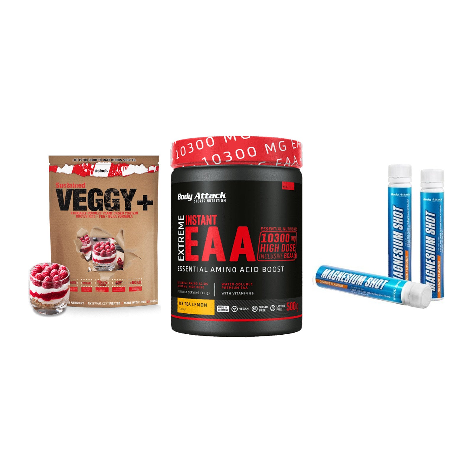 Pflanzliches Set: Sinob VEGGY + Body Attack + 1 weitere – alle enthaltenen Artikel