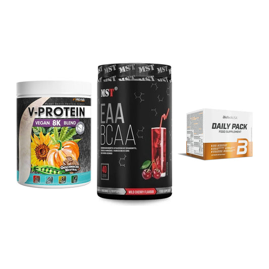 Pflanzliches Set: ProFuel V-Prote + MST EAA & BCAA + BioTech Daily – alle enthaltenen Artikel