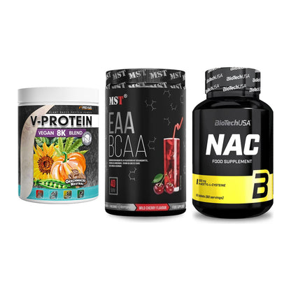Pflanzliches Set: ProFuel V-Prote + MST EAA & BCAA + BioTech NAC – alle enthaltenen Artikel