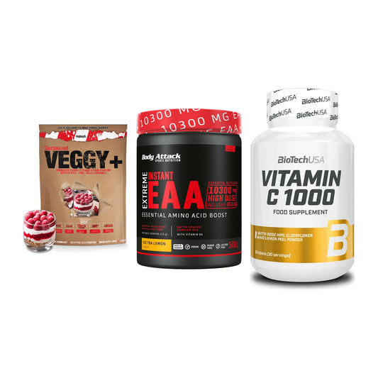 Pflanzliches Set: Sinob VEGGY + Body Attack + BioTech Vitamin – alle enthaltenen Artikel