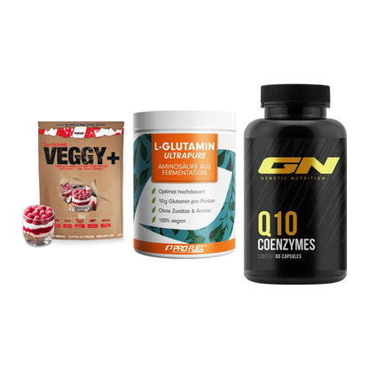 Pflanzliches Set: Sinob VEGGY + ProFuel Glutami + GN Q10 Health – alle enthaltenen Artikel