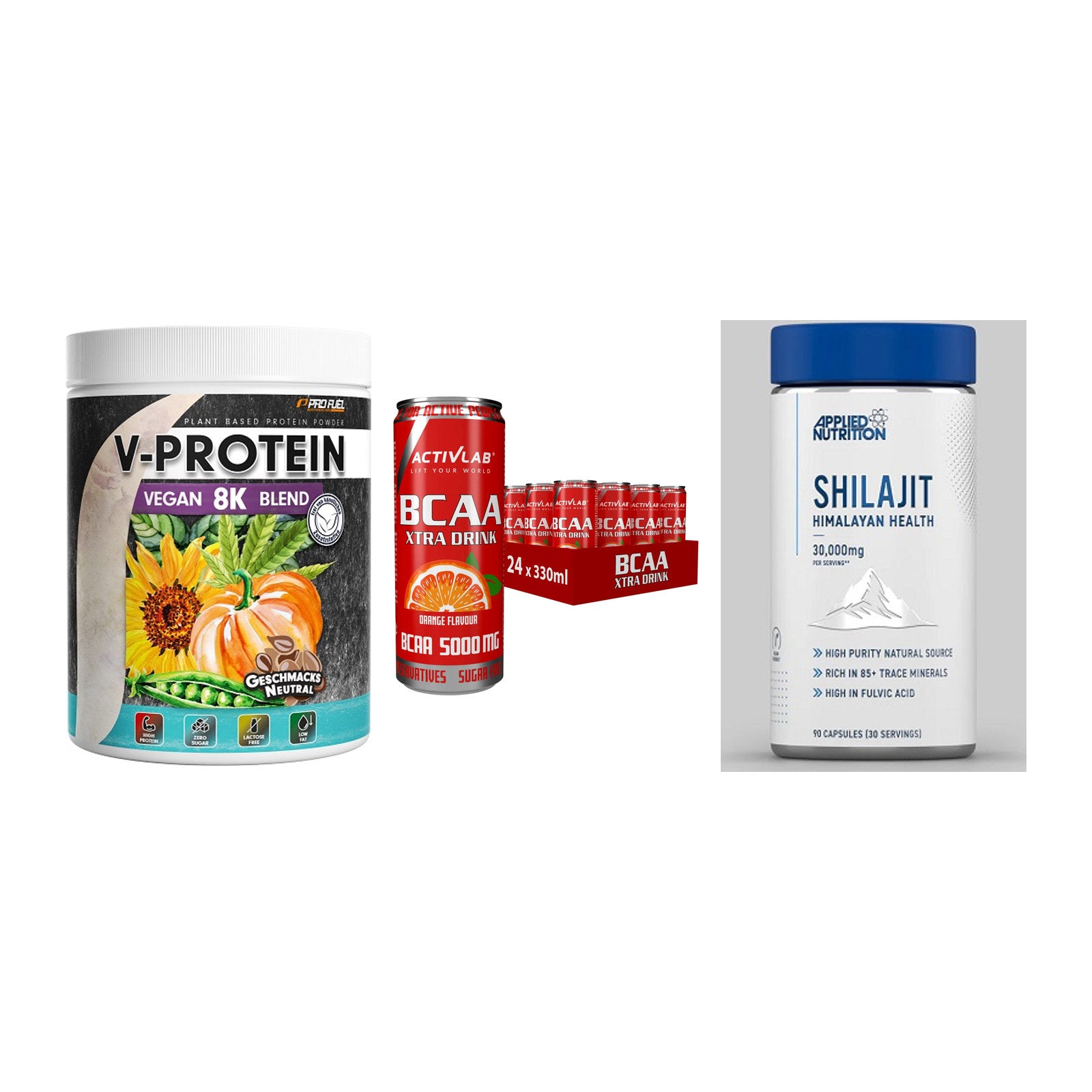 Pflanzliches Set: ProFuel V-Prote + Activlab BCAA + Applied Nutriti – alle enthaltenen Artikel