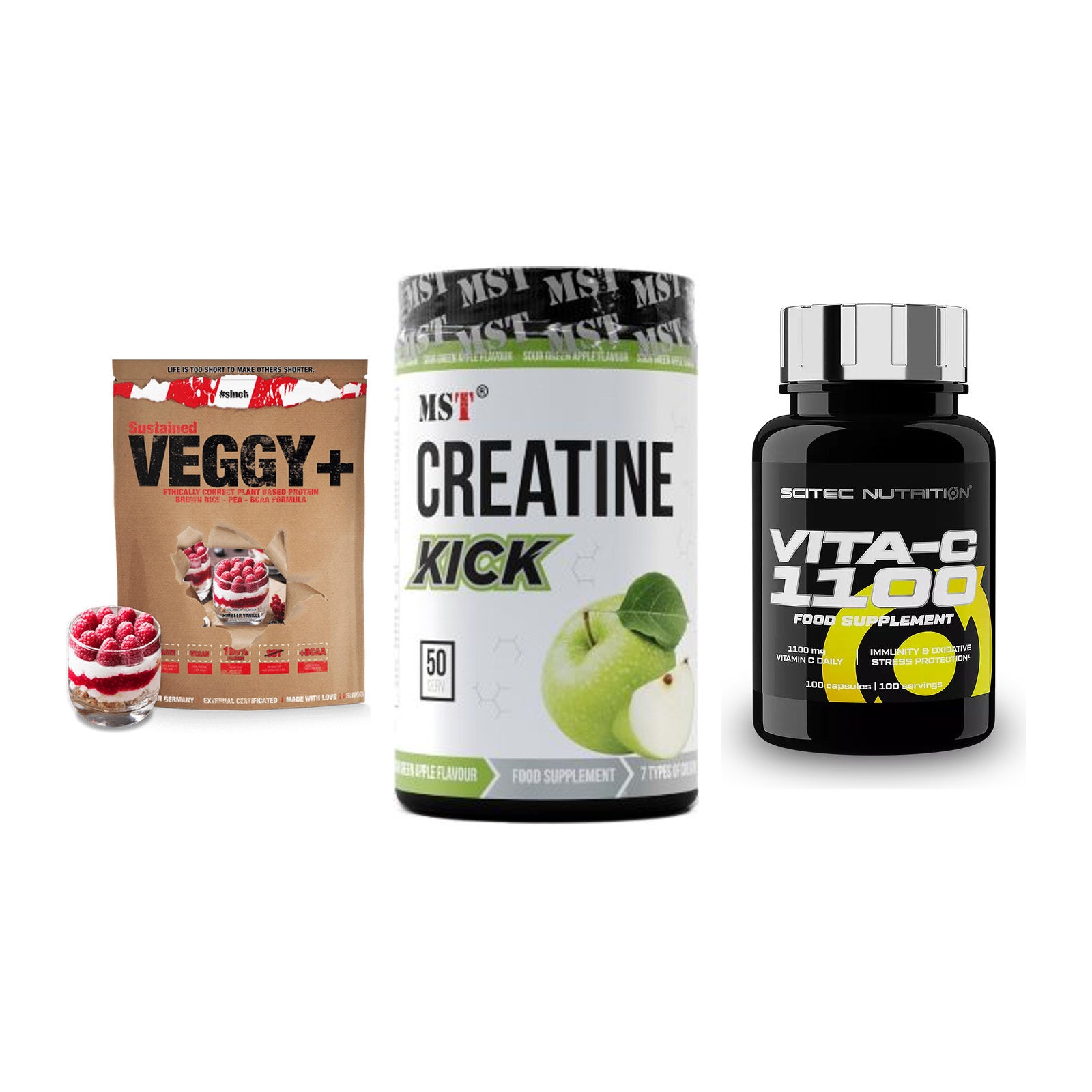 Pflanzliches Set: Sinob VEGGY + MST Creatine + Scitec Vitamin – alle enthaltenen Artikel