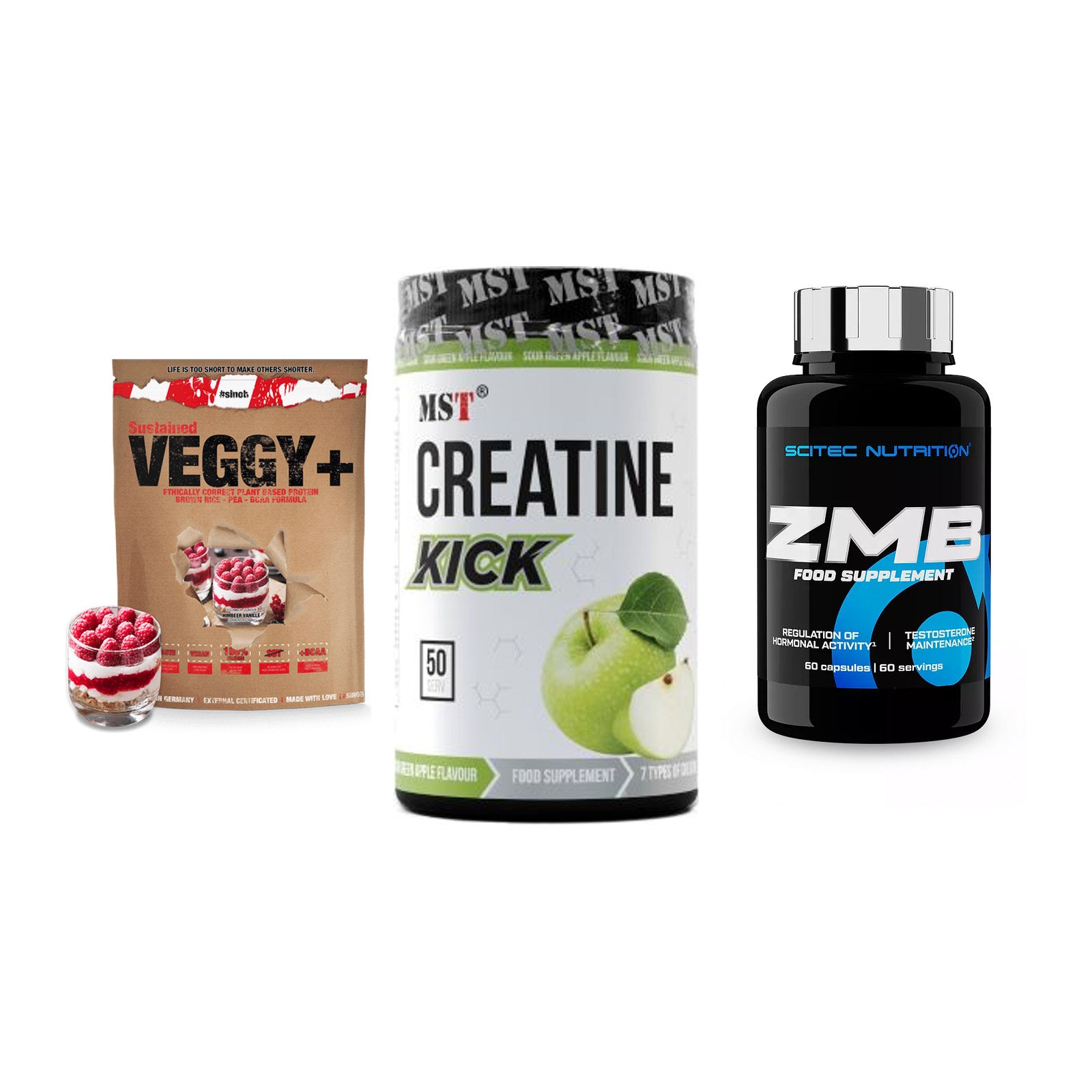 Pflanzliches Set: Sinob VEGGY + MST Creatine + Scitec ZMB – alle enthaltenen Artikel