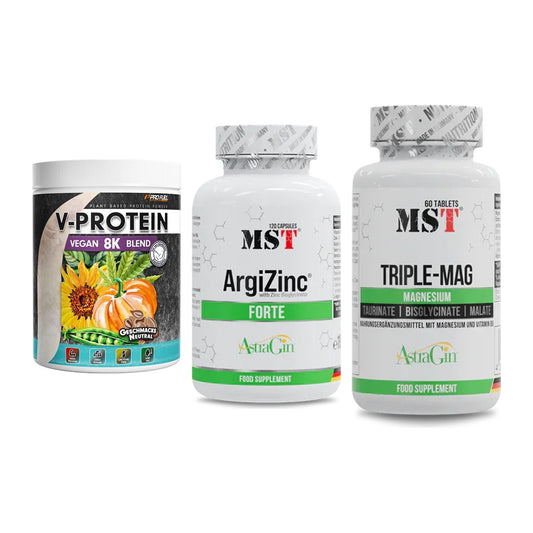 Pflanzliches Set: ProFuel V-Prote + MST ArgiZinc + MST Tripple Mag – alle enthaltenen Artikel