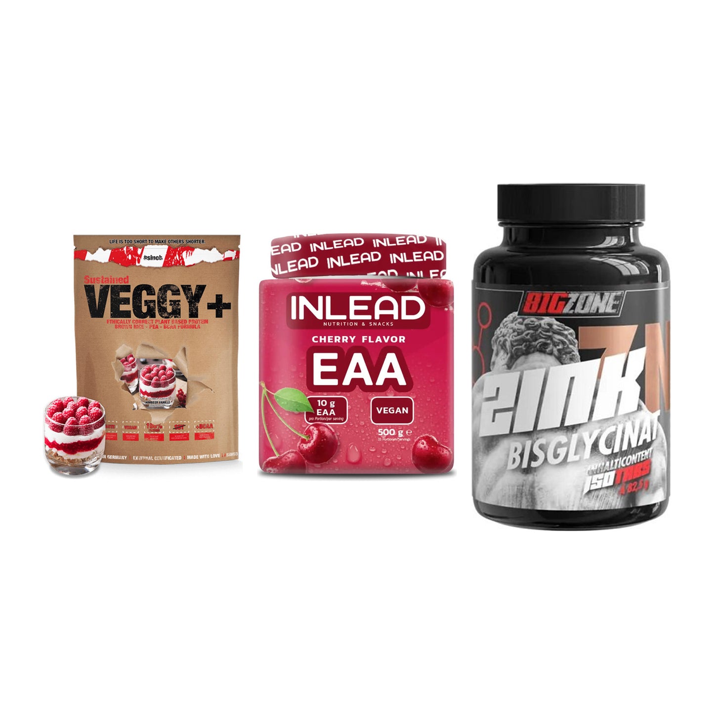 Pflanzliches Set: Sinob VEGGY + INLEAD EAA + Big Zone Zink – alle enthaltenen Artikel
