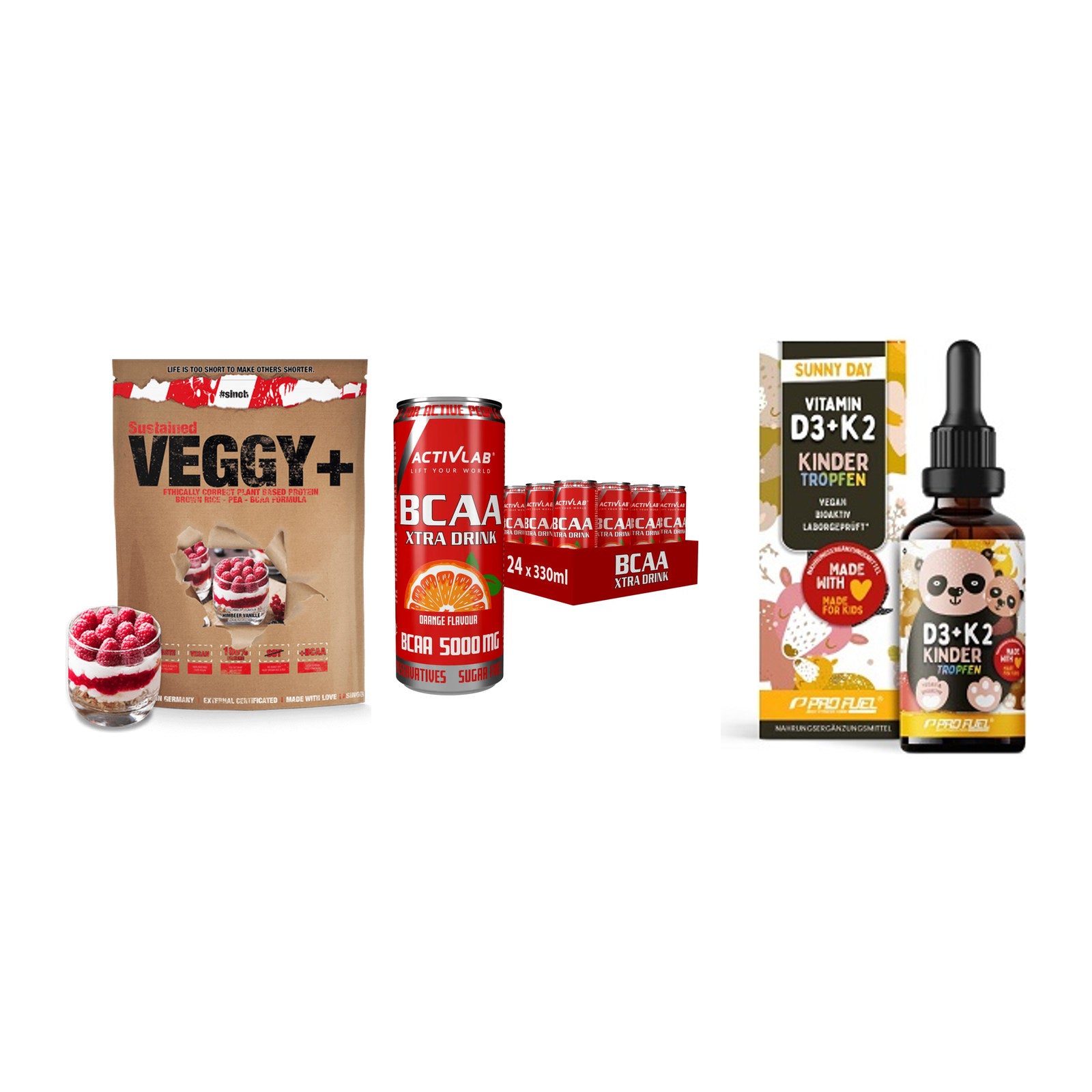 Pflanzliches Set: Sinob VEGGY + Activlab BCAA + ProFuel VITAMIN – alle enthaltenen Artikel