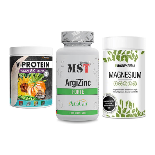 Pflanzliches Set: ProFuel V-Prote + MST ArgiZinc + Sinob Magnesium – alle enthaltenen Artikel