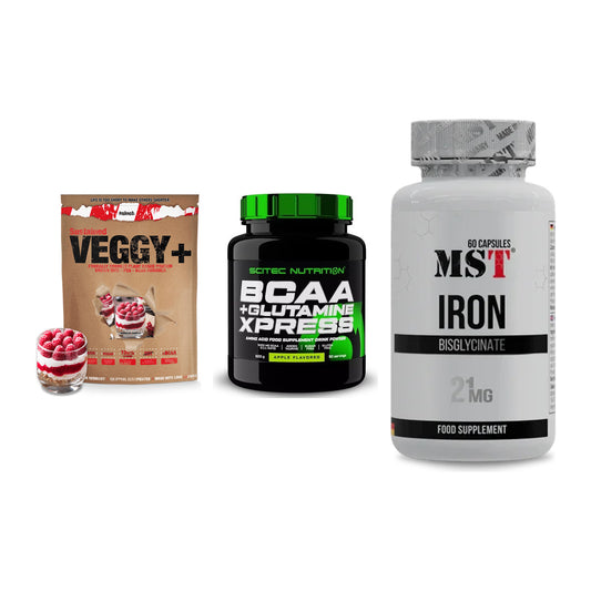 Pflanzliches Set: Sinob VEGGY + Scitec BCAA + MST Iron – alle enthaltenen Artikel
