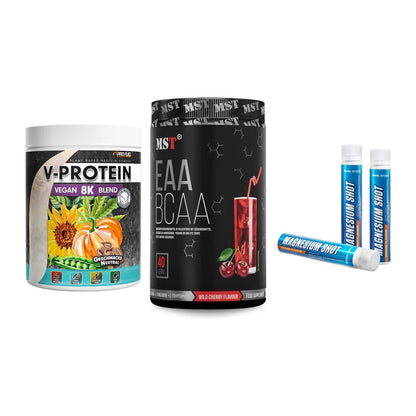 Pflanzliches Set: ProFuel V-Prote + MST EAA & BCAA + Body Attack – alle enthaltenen Artikel