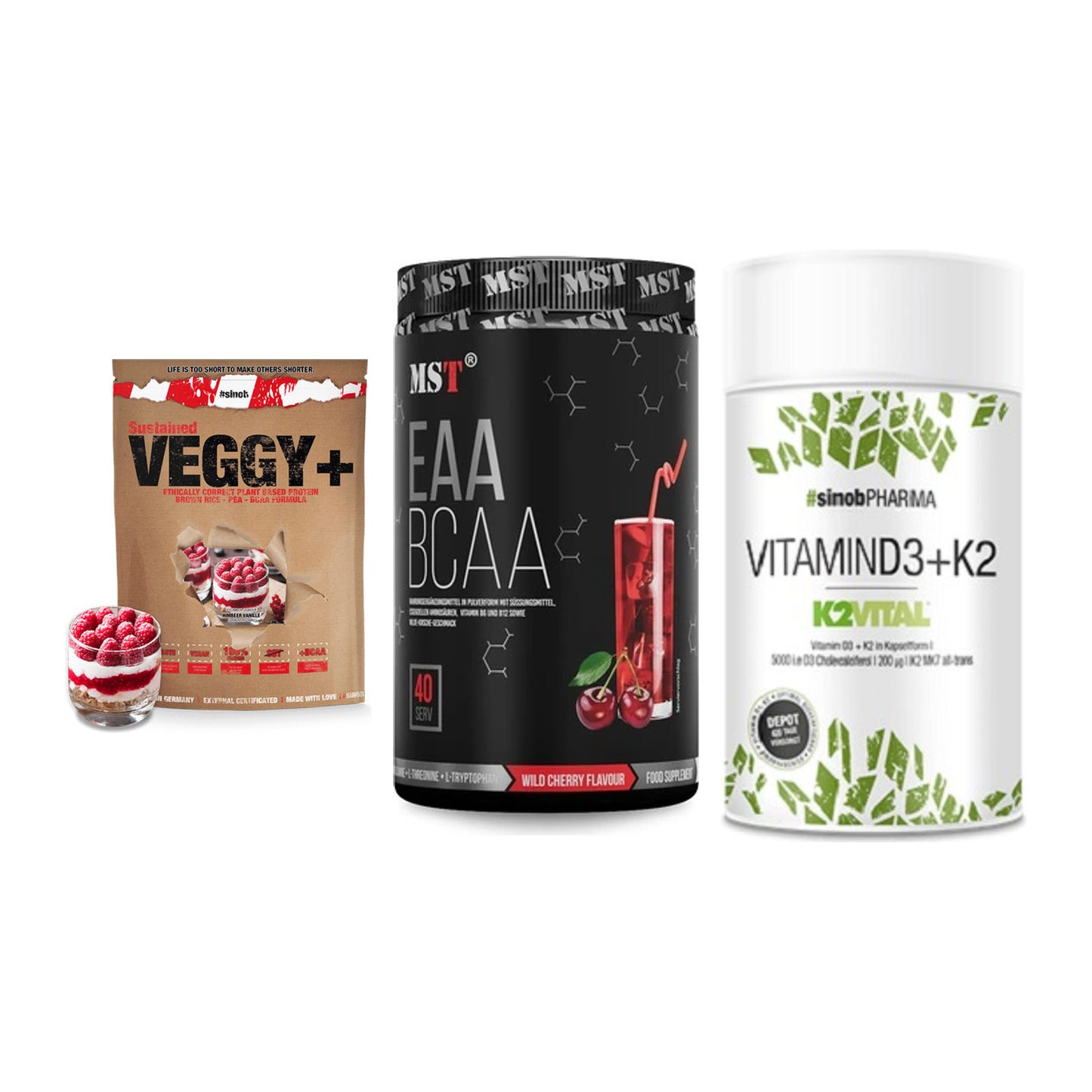 Pflanzliches Set: Sinob VEGGY + MST EAA & BCAA + Sinob Vitamin – alle enthaltenen Artikel