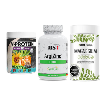 Pflanzliches Set: ProFuel V-Prote + MST ArgiZinc + Sinob Magnesium – alle enthaltenen Artikel