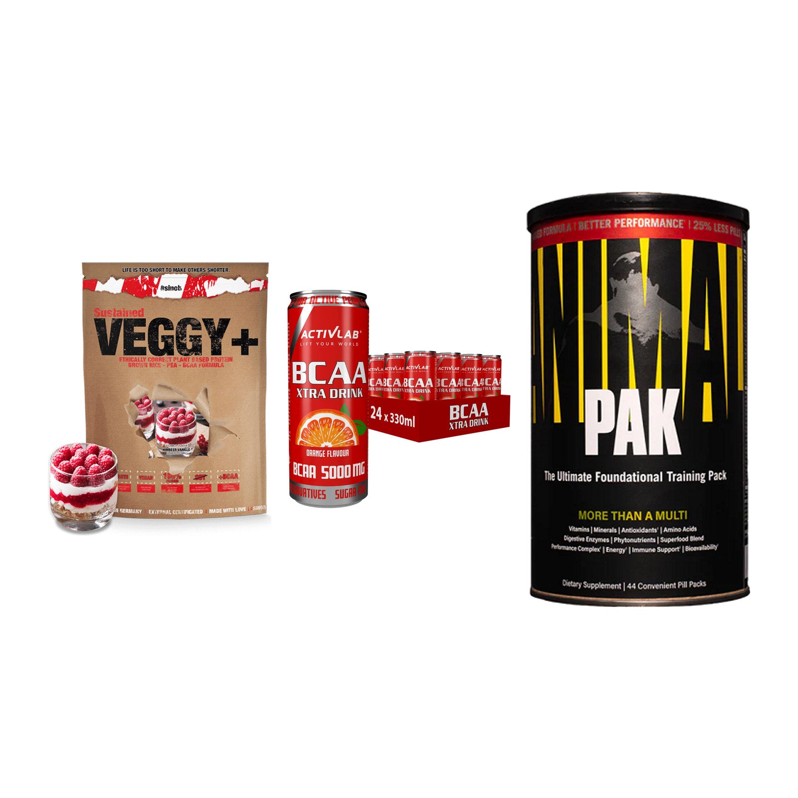 Pflanzliches Set: Sinob VEGGY + Activlab BCAA + Universal – alle enthaltenen Artikel