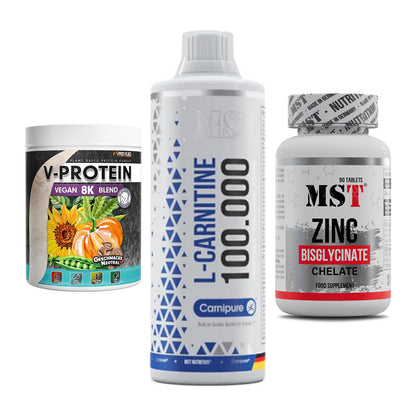 Pflanzliches Set: ProFuel V-Prote + MST L-Carnitine + MST Zinc – alle enthaltenen Artikel