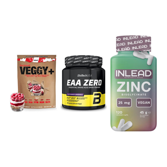 Pflanzliches Set: Sinob VEGGY + BioTech EAA + INLEAD Zink – alle enthaltenen Artikel