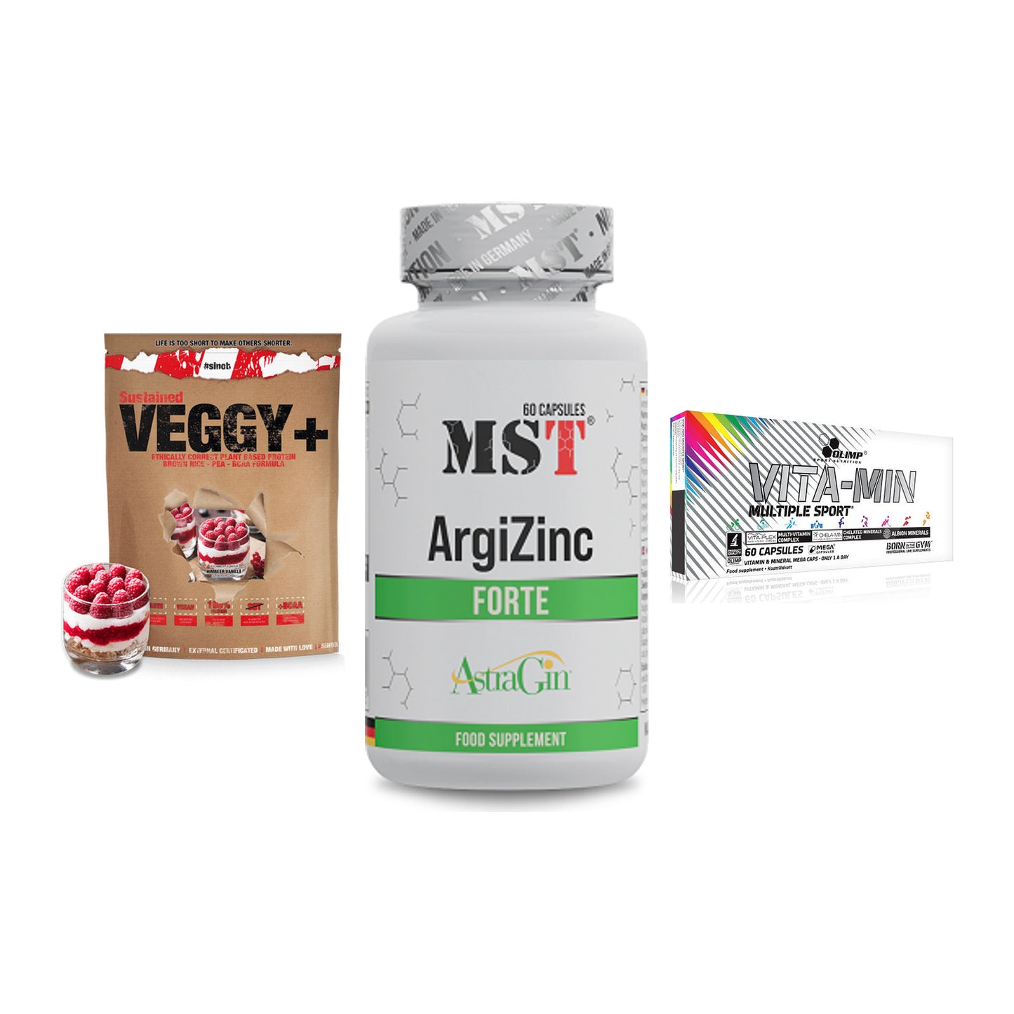 Pflanzliches Set: Sinob VEGGY + MST ArgiZinc + Olimp Vita-Min – alle enthaltenen Artikel